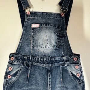 Yapai Vintage 1987 Overall Women Jeans Large 28 Blue Capri Mid Rise Denim